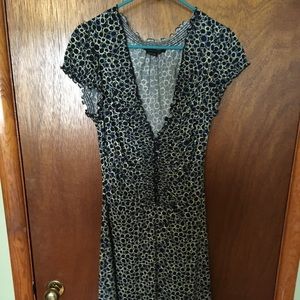 BCBG Max Azria v-neck ruched dress blue/black